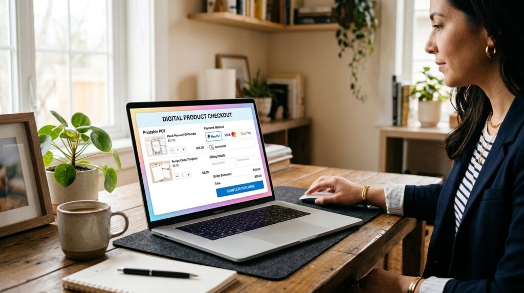 Etsy and Gumroad checkout options for digital products