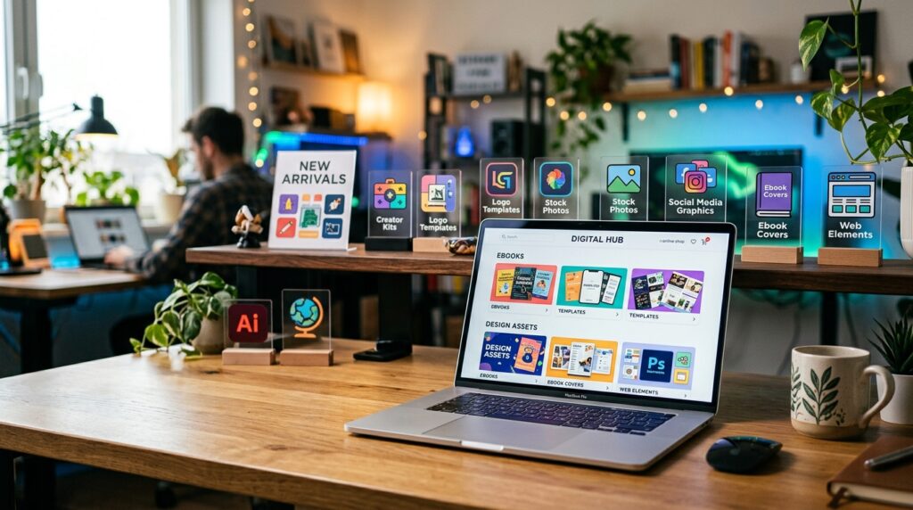 Marketplace listing and storefront displaying digital products clearly Marketplace listing and storefront displaying digital products clearly