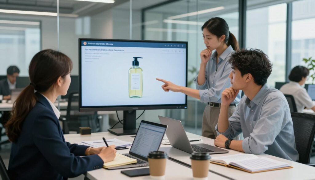 Support team reviewing a delivery complaint under a product video
